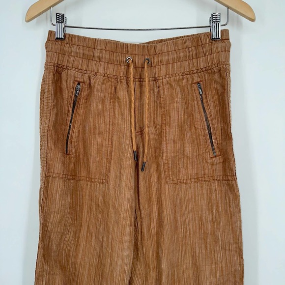 Athleta Cabo Linen Textured Wide Leg Pants Rain Dance Seina Beige - Picture 7 of 15